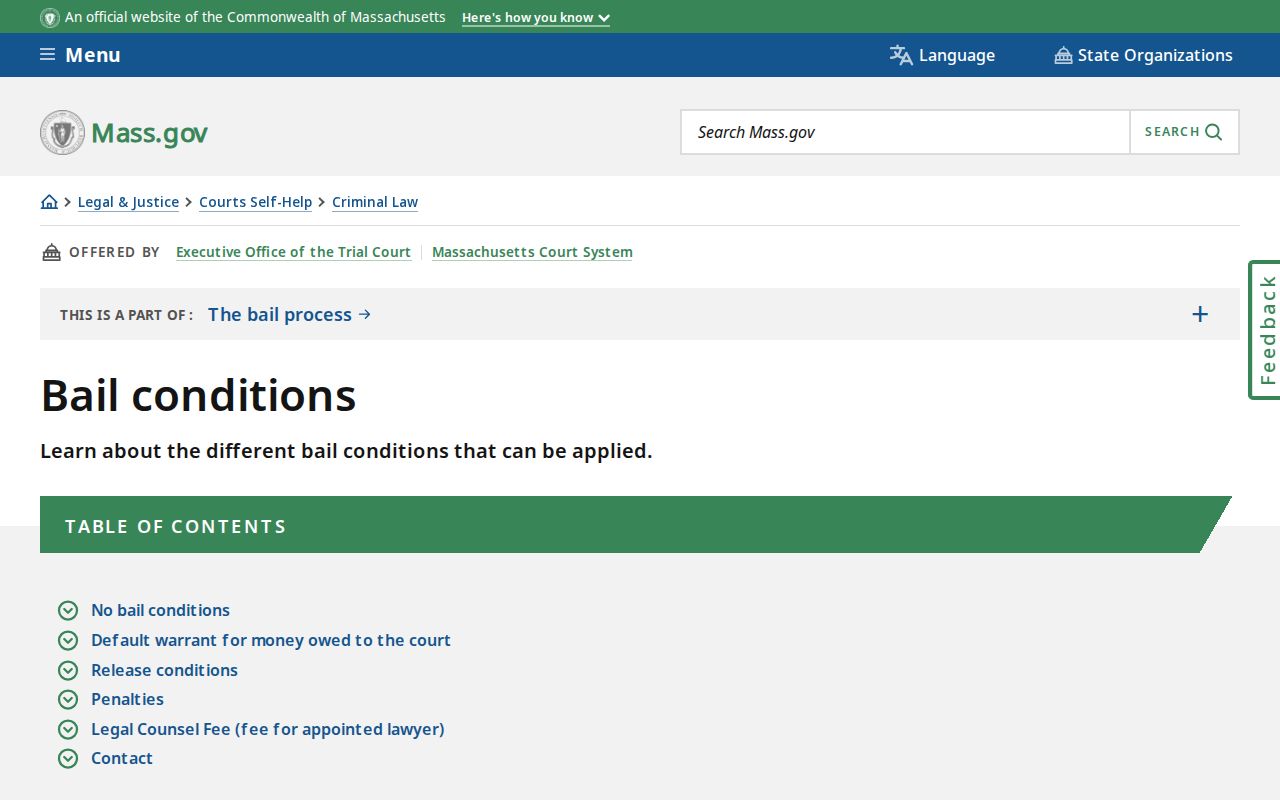 Massachusetts default warrant and bail explanation page for Berkshire County bench warrants