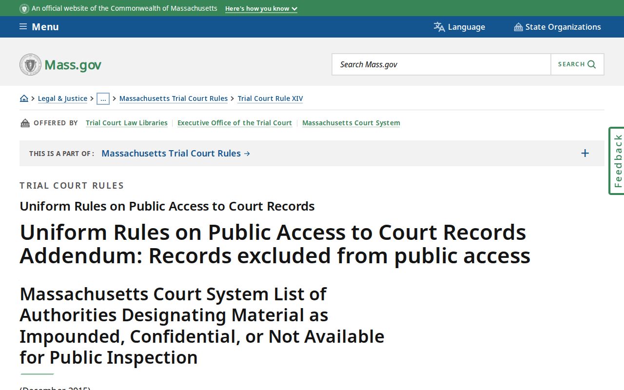 Juvenile and impounded record exclusions affecting Berkshire County municipal court warrant searches