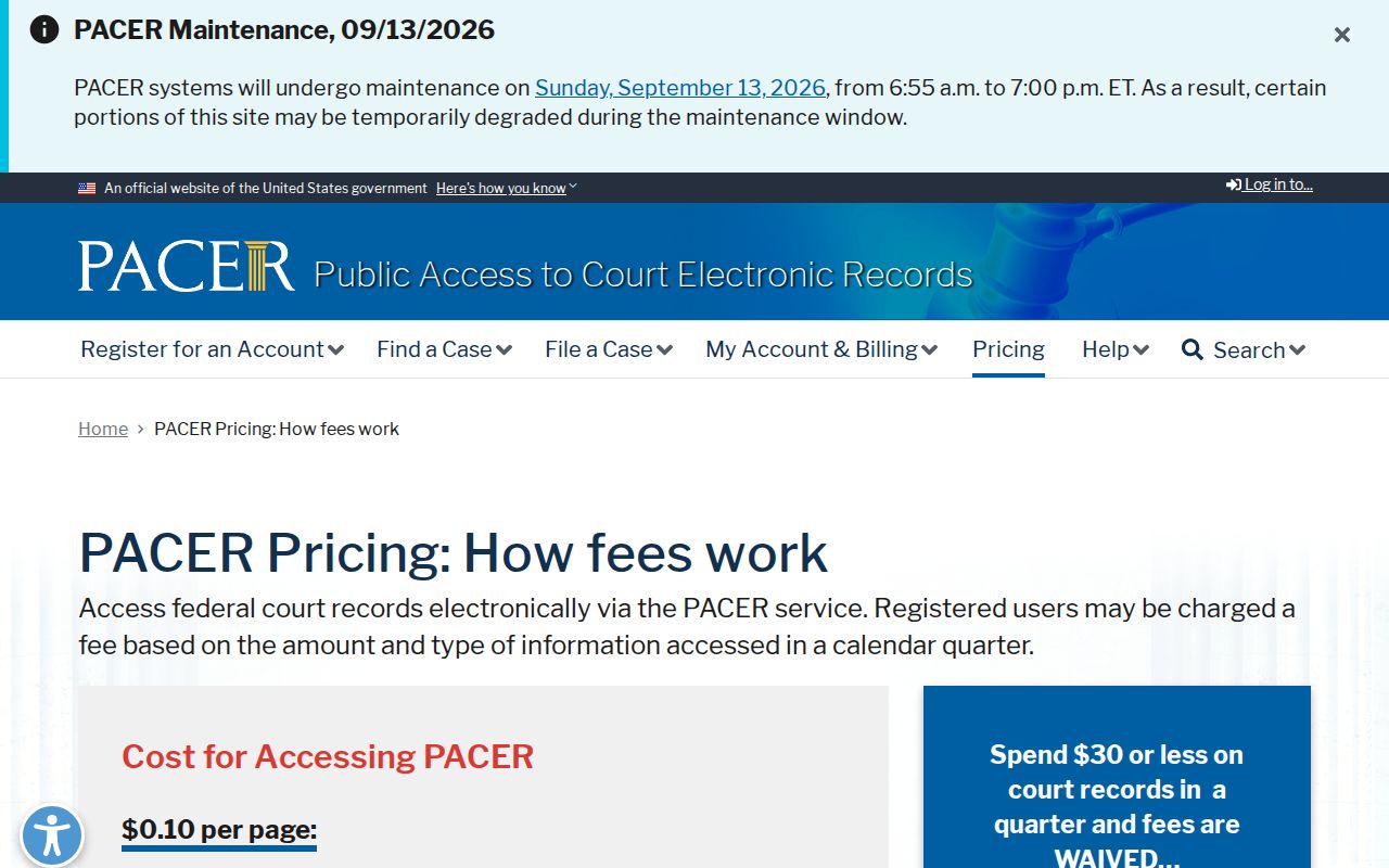 PACER federal case locator page for Berkshire County most wanted and federal warrant checks