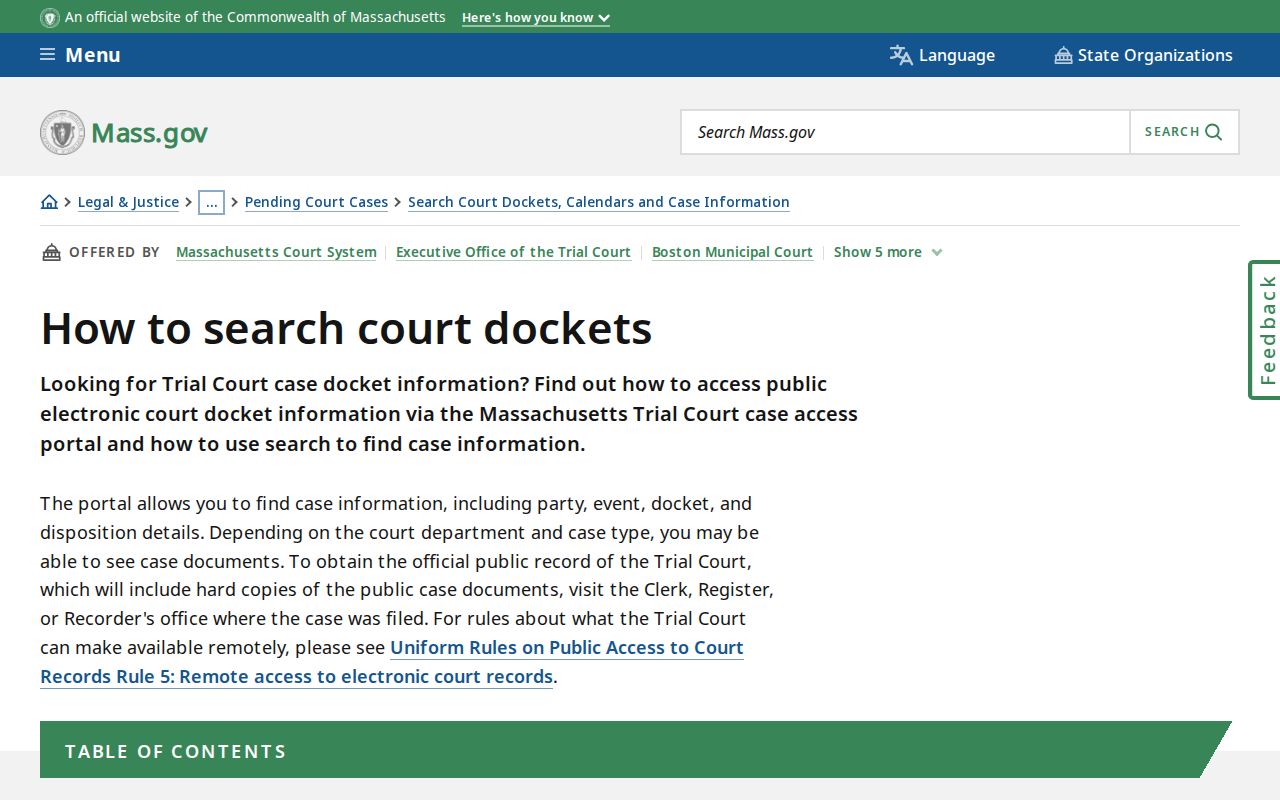 Court department and division fields used in a Berkshire County warrant search